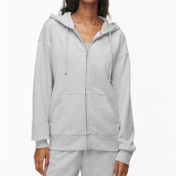 TNA Tops - Aritzia TNA Terry Fleece Boyfriend Fit Hoodie Heather Chrome Women’s Large